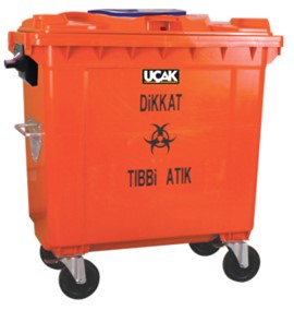 Plastik 660 Lt-770 Lt Tıbbi Atık Çöp Konteyner
